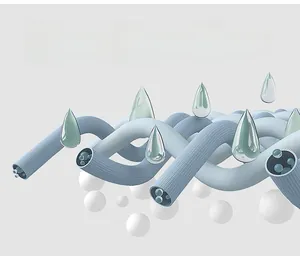 Detaillierte 3D-Grafik der atmungsaktiven, schnelltrocknenden und elastischen Stofftechnik