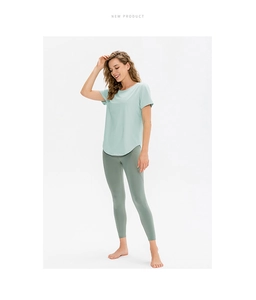T-shirt de yoga vert menthe ample et legging taille haute ensemble pour femme