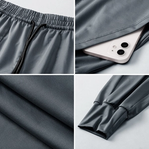 Pantaloni da yoga grigi larghi da donna con vita elastica e tasche laterali