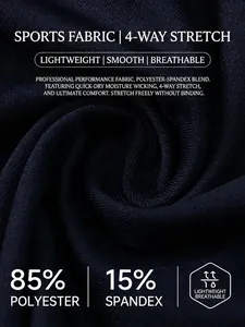 Men's navy blue quick-dry running shorts made of 4-way stretch breathable knit fabric