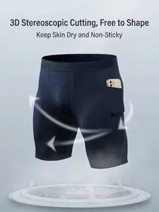 Men's compression shorts with phone pocket and 3D ergonomic breathable fit