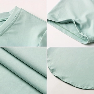 T-shirt de yoga ample pour femme vert clair en tissu respirant avec détails de couture
