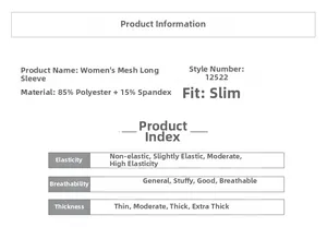 Détails du tissu pour haut de yoga femme: 85% polyester et 15% élasthanne, respirant