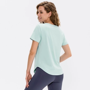 T-shirt de sport femme vert menthe, haut de yoga respirant et élastique à séchage rapide