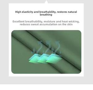 Detail of dark green knit yoga top showing high elasticity and breathable fabric texture