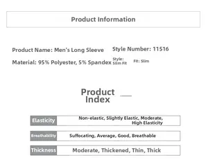 Detail showing material specs and technical features for Men's slim fit sports top