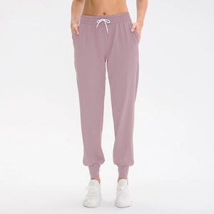 Pantalon de jogging rose pour femme avec taille élastique et poches pour yoga et fitness