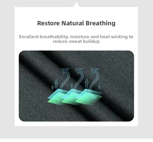 Detail showing high-density knitted fabric texture with breathable airflow illustration