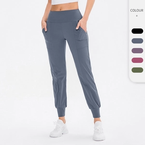 Damen High Waist Yoga Jogger Locker Sitzende Sporthose Mit Taschen Einfarbig Atmungsaktiv Fitness Training Gym Hose