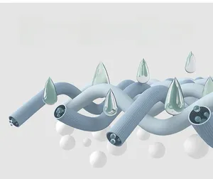 Rendering 3D macro della fibra blu traspirante ed elastica per maglie da yoga