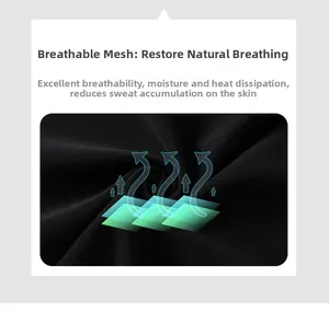 Detail of black breathable mesh fabric showing moisture-wicking and heat dissipation features