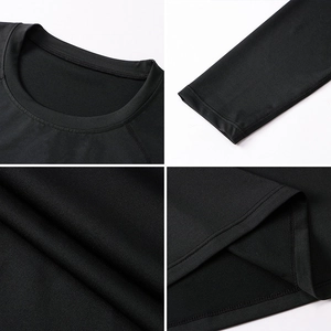 T-shirt sport manches longues homme noir séchage rapide avec coutures plates et col rond