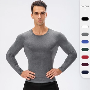 T-Shirt de Compression à Manches Longues pour Homme Séchage Rapide Haute Élasticité Fitness Entraînement Couche de Base