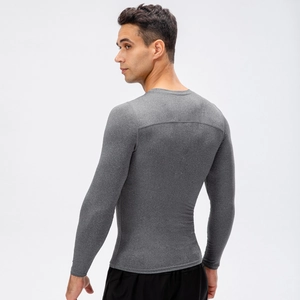 Haut de compression gris pour homme idéal pour la course et l'entraînement sportif