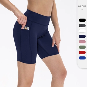 Women's High Waist Yoga Shorts With Side Pockets Tummy Control Butt Lift Workout Running Athletic Biker Shorts Sporty Bottoms