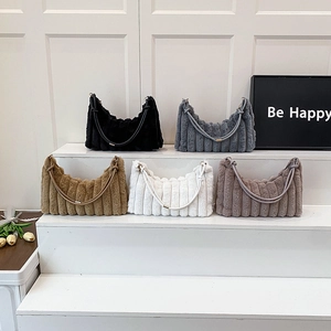 Chic winter faux fur hobo bags in five colors with golden metallic buckle details