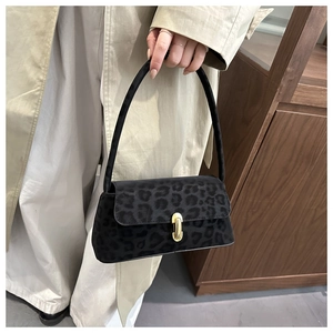 Detail showing high-quality leopard print texture and gold twist-lock on shoulder bag