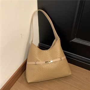 Sac sous le Bras en Similicuir PU à Motif Tissé Vintage pour Femmes Sac Fourre-tout de Grande Capacité avec Boucle Dorée