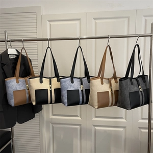 Stylish large capacity tote bags in multiple colors with leather patchwork and metal buckles