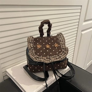 Sweet floral pattern large capacity travel backpack with polka dot design and ruffles