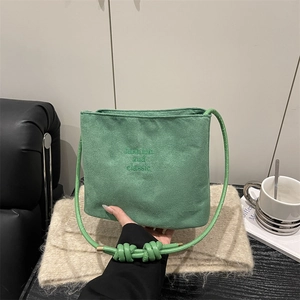 Fashion Classic Women PU Suede Look Shoulder Bag Minimalist Knot Handle Embossed Large Capacity Commuting Handbag Satchel
