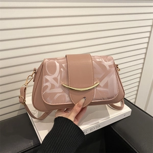 Vintage PU Leder Schultertasche Für Damen Mode Halbmond Schnalle Bedruckte Umhängetasche Kleine Quadratische Handtasche Achseltasche