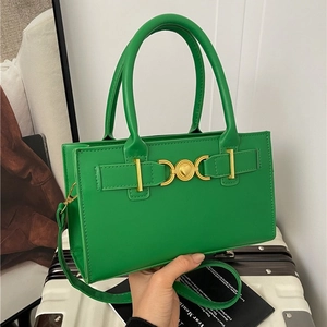 Women Fashion PU Leather Heart Buckle Shoulder Bag Elegant Large Capacity Crossbody Handbag Commuter Solid Color Square Bag