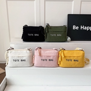 Fashion corduroy tote bags with embroidered letters and wide geometric shoulder straps