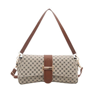 Borsa a tracolla vintage minimalista con motivo floreale geometrico e fibbia dorata