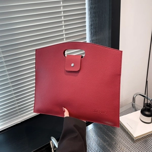 Minimalist PU Leather Litchi Grain Large Capacity Waterproof Shoulder Bag For Women Fashion Office Commuter Handheld Briefcase