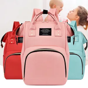 Fashionable multifunctional mommy backpack with large capacity in red pink and sky blue colors