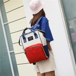 Red white and blue multi-color waterproof nylon diaper bag backpack for mothers
