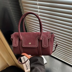 Sac à Épaule Vintage en Cuir PU Avec Surpiqûres Contrastées Grande Capacité Sac à Main Bandoulière Femme Quotidien