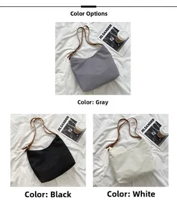 Chic hobo shoulder bags in grey, black and off-white with sleek brown straps