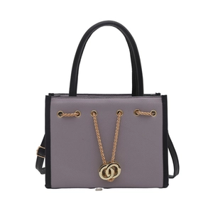 Lilac lychee grain tote bag with gold chain and black trim for professional commute