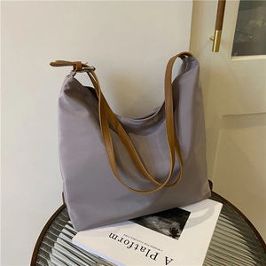 Sac à Épaule en Tissu Oxford pour Femmes Grande Capacité Minimaliste Couleur Unie Tote Bag Mode Hobo Sac à Main de Voyage Souple