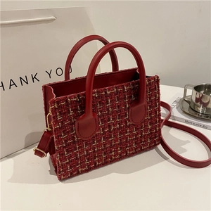 Borsa a Tracolla Quadrata Piccola in Stile Coreano Alla Moda Donna Tendenza Trama a Quadri Elegante Borsa a Tracolla Versatile