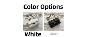Quilted chain shoulder bags in black and white with metal twist lock closures