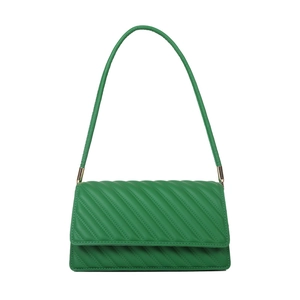 Retro grass green quilted shoulder bag for women with minimalist flap and elegant crossbody strap