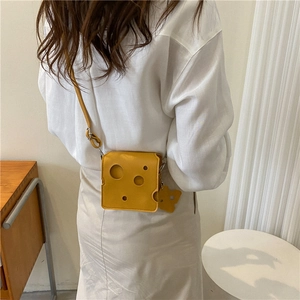 Mini sac à bandoulière en forme de fromage en cuir PU jaune au design créatif