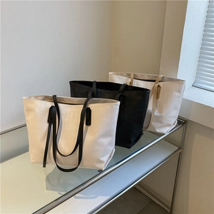 Large capacity woven tote bag for women in cream, black and brown stylish colors