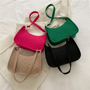Chic quilted crescent underarm bags for women in pink, green, beige, and black colors