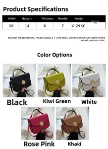 Detailed size parameters and color options for the quilted flap crossbody bag in five shades