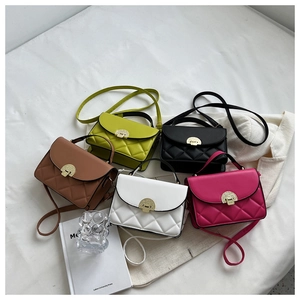 Quilted crossbody flap bags in avocado green, black, brown, white and rose pink colors