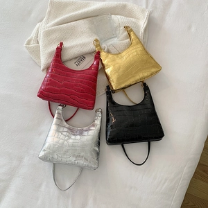 Fashionable crocodile pattern hobo bags in red, gold, silver and black colors