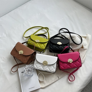 Quilted mini crossbody bags in five colors with unique gold hardware for women