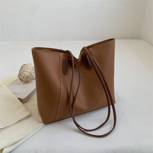 Women Large Capacity PU Leather Tote Bag Contrast Stitching Minimalist Shoulder Handbag Urban Style Everyday Casual Work Tote