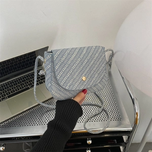 Mode Damen PU Leder Kleine Quadratische Tasche Einfache Webtextur Schulter Umhängetasche Casual Täglich Klappe Handtasche