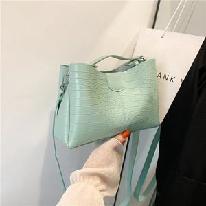 Sac Cabas Femme en Cuir PU à Motif Crocodile Avec Pochette Sac à Épaule Bandoulière Mode Streetwear Handbag