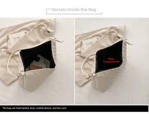 White quilted bucket bag showing interior space for lipstick, keys, and phone storage